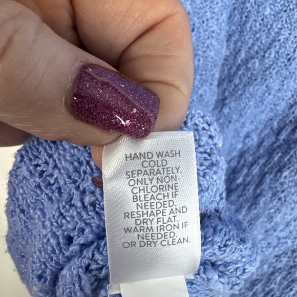 J Jill XL Periwinkle Loose Knit Sweater Short Sleeve Lightweight - Picture 7 of 8